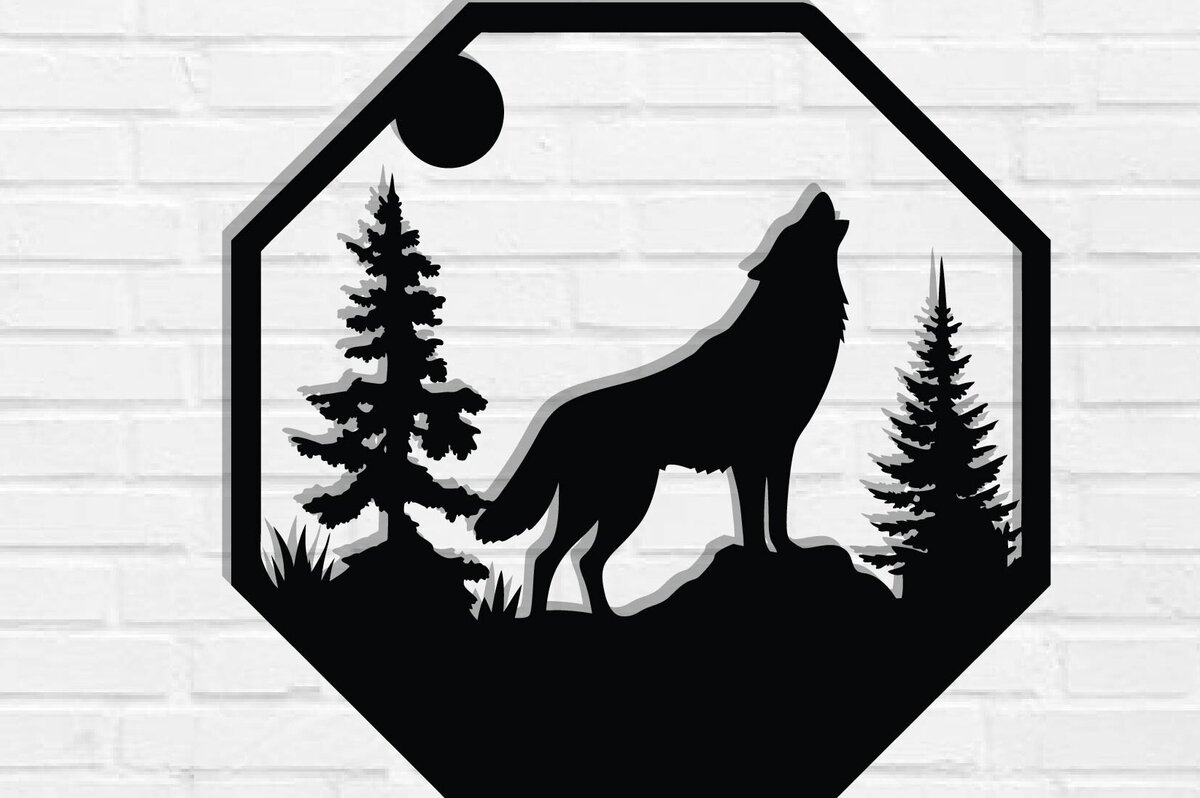 Intra απο ξύλο plywood 3mm-4mm πάχος – Wolf Metal Wall Art, Wolf Wall Decor Δίασταση  40x30 cm INTRAFABR-118132241