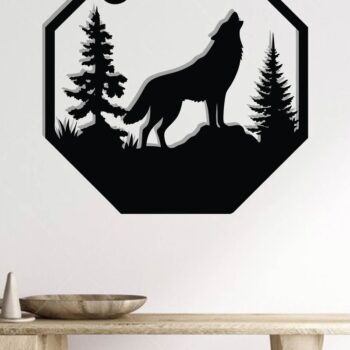 Intra απο ξύλο plywood 3mm-4mm πάχος – Wolf Metal Wall Art, Wolf Wall Decor Δίασταση  40x30 cm INTRAFABR-118132241 - Image 2