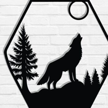 Intra απο ξύλο plywood 3mm-4mm πάχος – Wolf Metal Wall Art, Wolf Wall Decor Δίασταση  40x30 cm INTRAFABR-118132281 - Image 1