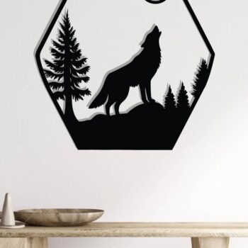 Intra απο ξύλο plywood 3mm-4mm πάχος – Wolf Metal Wall Art, Wolf Wall Decor Δίασταση  40x30 cm INTRAFABR-118132281 - Image 2