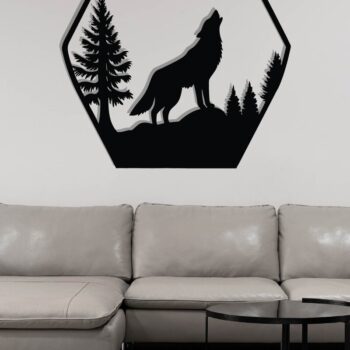 Intra απο ξύλο plywood 3mm-4mm πάχος – Wolf Metal Wall Art, Wolf Wall Decor Δίασταση  40x30 cm INTRAFABR-118132281 - Image 3