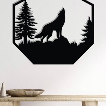 Intra απο ξύλο plywood 3mm-4mm πάχος – Wolf Metal Wall Art, Wolf Wall Decor Δίασταση  40x30 cm INTRAFABR-118131760 - Image 2