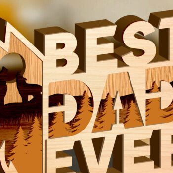 Intra απο ξύλο plywood 3mm-4mm πάχος – Wolf Multilayer Best Dad Ever Scene Δίασταση  20x20 cm INTRAFABR-99630622 - Image 1