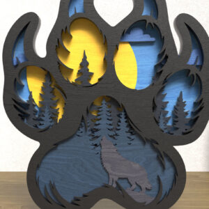 Intra απο ξύλο plywood 3mm-4mm πάχος – Wolf Paw Print 3D Layered Δίασταση  20x20 cm INTRAFABR-119179702