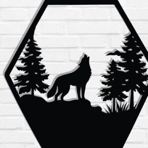 Intra απο ξύλο plywood 3mm-4mm πάχος – Wolf Scene, Dxf Δίασταση  20x20 cm INTRAFABR-118132323