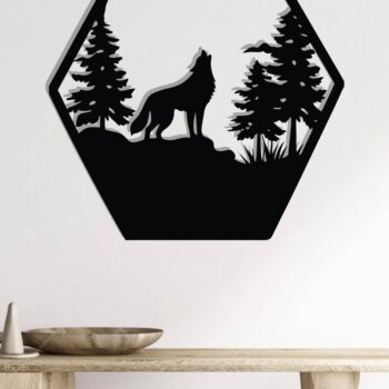 Intra απο ξύλο plywood 3mm-4mm πάχος – Wolf Scene, Dxf Δίασταση  20x20 cm INTRAFABR-118132323 - Image 2