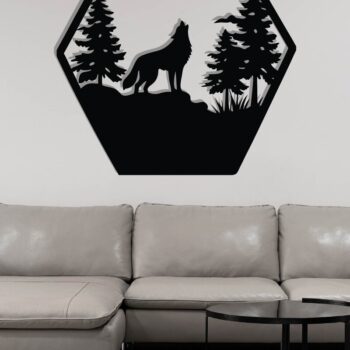 Intra απο ξύλο plywood 3mm-4mm πάχος – Wolf Scene, Dxf Δίασταση  20x20 cm INTRAFABR-118132323 - Image 3