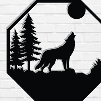 Intra απο ξύλο plywood 3mm-4mm πάχος – Wolf Scene Δίασταση  20x20 cm INTRAFABR-118132198 - Image 1