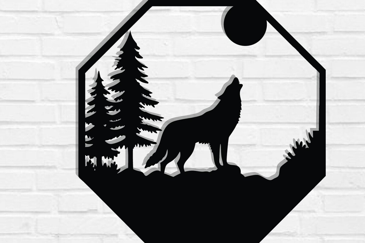 Intra απο ξύλο plywood 3mm-4mm πάχος – Wolf Scene Δίασταση  20x20 cm INTRAFABR-118132198