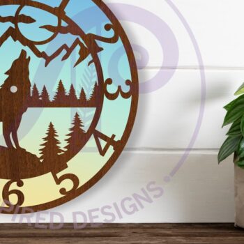 Intra απο ξύλο plywood 3mm-4mm πάχος – Αρχεία κοπής με λέιζερ ρολόι τοίχου Wolf, Δίασταση  40x30 cm INTRAFABR-107783708 - Image 1