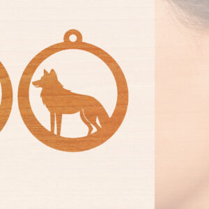 Intra απο ξύλο plywood 3mm-4mm πάχος – Ξύλινα σκουλαρίκια Wolf Δίασταση  5x5 cm INTRAFABR-99015456