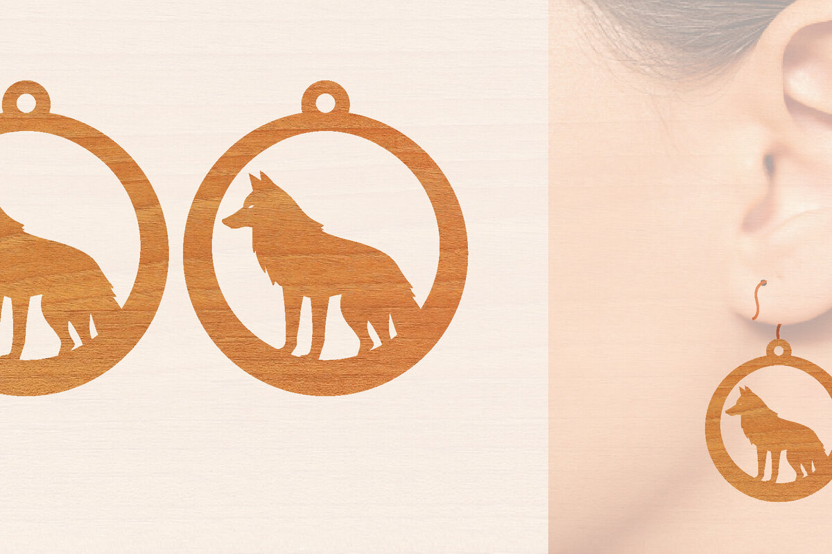 Intra απο ξύλο plywood 3mm-4mm πάχος – Ξύλινα σκουλαρίκια Wolf Δίασταση  5x5 cm INTRAFABR-99015650