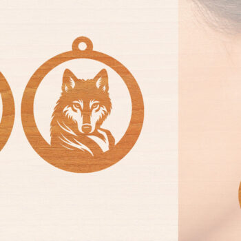 Intra απο ξύλο plywood 3mm-4mm πάχος – Ξύλινα σκουλαρίκια Wolf Δίασταση  5x5 cm INTRAFABR-99015835 - Image 1