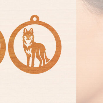 Intra απο ξύλο plywood 3mm-4mm πάχος – Ξύλινα σκουλαρίκια Wolf Δίασταση  5x5 cm INTRAFABR-99015888 - Image 1