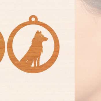 Intra απο ξύλο plywood 3mm-4mm πάχος – Ξύλινα σκουλαρίκια Wolf Δίασταση  5x5 cm INTRAFABR-99015946 - Image 1