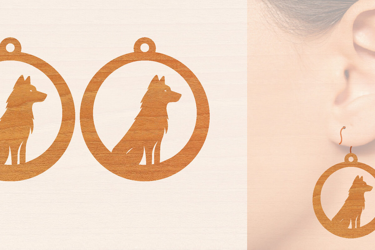 Intra απο ξύλο plywood 3mm-4mm πάχος – Ξύλινα σκουλαρίκια Wolf Δίασταση  5x5 cm INTRAFABR-99015946