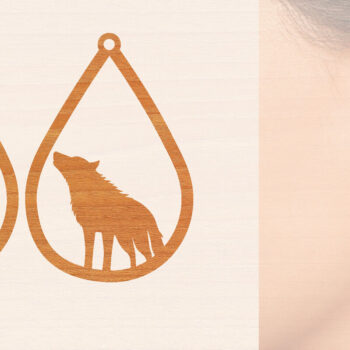 Intra απο ξύλο plywood 3mm-4mm πάχος – Ξύλινα σκουλαρίκια Wolf Δίασταση  5x5 cm INTRAFABR-99014836 - Image 1