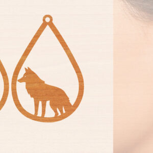 Intra απο ξύλο plywood 3mm-4mm πάχος – Ξύλινα σκουλαρίκια Wolf Δίασταση  5x5 cm INTRAFABR-99014972