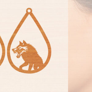 Intra απο ξύλο plywood 3mm-4mm πάχος – Ξύλινα σκουλαρίκια Wolf Δίασταση  5x5 cm INTRAFABR-99015119