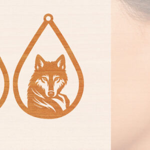 Intra απο ξύλο plywood 3mm-4mm πάχος – Ξύλινα σκουλαρίκια Wolf Δίασταση  5x5 cm INTRAFABR-99015174