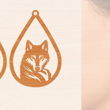 Intra απο ξύλο plywood 3mm-4mm πάχος – Ξύλινα σκουλαρίκια Wolf Δίασταση  5x5 cm INTRAFABR-99015174 - Image 1