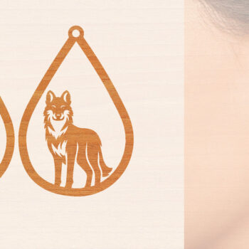 Intra απο ξύλο plywood 3mm-4mm πάχος – Ξύλινα σκουλαρίκια Wolf Δίασταση  5x5 cm INTRAFABR-99015240 - Image 1