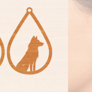 Intra απο ξύλο plywood 3mm-4mm πάχος – Ξύλινα σκουλαρίκια Wolf Δίασταση  5x5 cm INTRAFABR-99015338