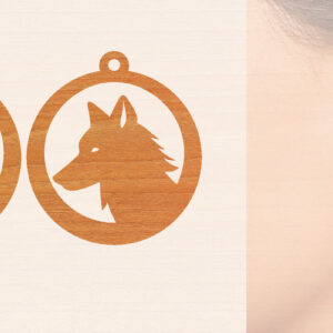 Intra απο ξύλο plywood 3mm-4mm πάχος – Ξύλινα σκουλαρίκια Wolf Δίασταση  5x5 cm INTRAFABR-99015408