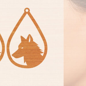 Intra απο ξύλο plywood 3mm-4mm πάχος – Ξύλινα σκουλαρίκια Wolf Δίασταση  5x5 cm INTRAFABR-99014679