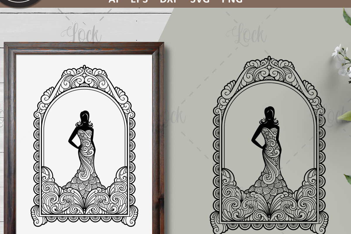 Intra απο ξύλο plywood 3mm-4mm πάχος – Γυναίκα με φόρεμα, νυφικό Δίασταση  20x20 cm INTRAFABR-18022386