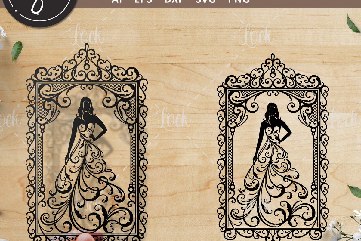 Intra απο ξύλο plywood 3mm-4mm πάχος – Γυναίκα με φόρεμα, νυφικό Δίασταση  20x20 cm INTRAFABR-18022401