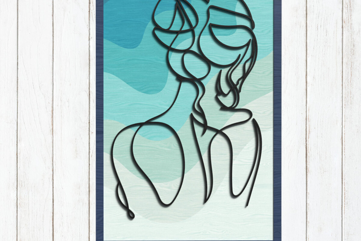 Intra απο ξύλο plywood 3mm-4mm πάχος – Woman Line Art Layered Wall Art Δίασταση  40x30 cm INTRAFABR-124745820