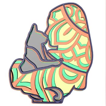 Intra απο ξύλο plywood 3mm-4mm πάχος – Γυναίκες και γάτα, 3d Mandala Δίασταση  20x20 cm INTRAFABR-28416645 - Image 4