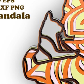 Intra απο ξύλο plywood 3mm-4mm πάχος – Γυναίκες και γάτα, 3d Mandala Δίασταση  20x20 cm INTRAFABR-28416645 - Image 5