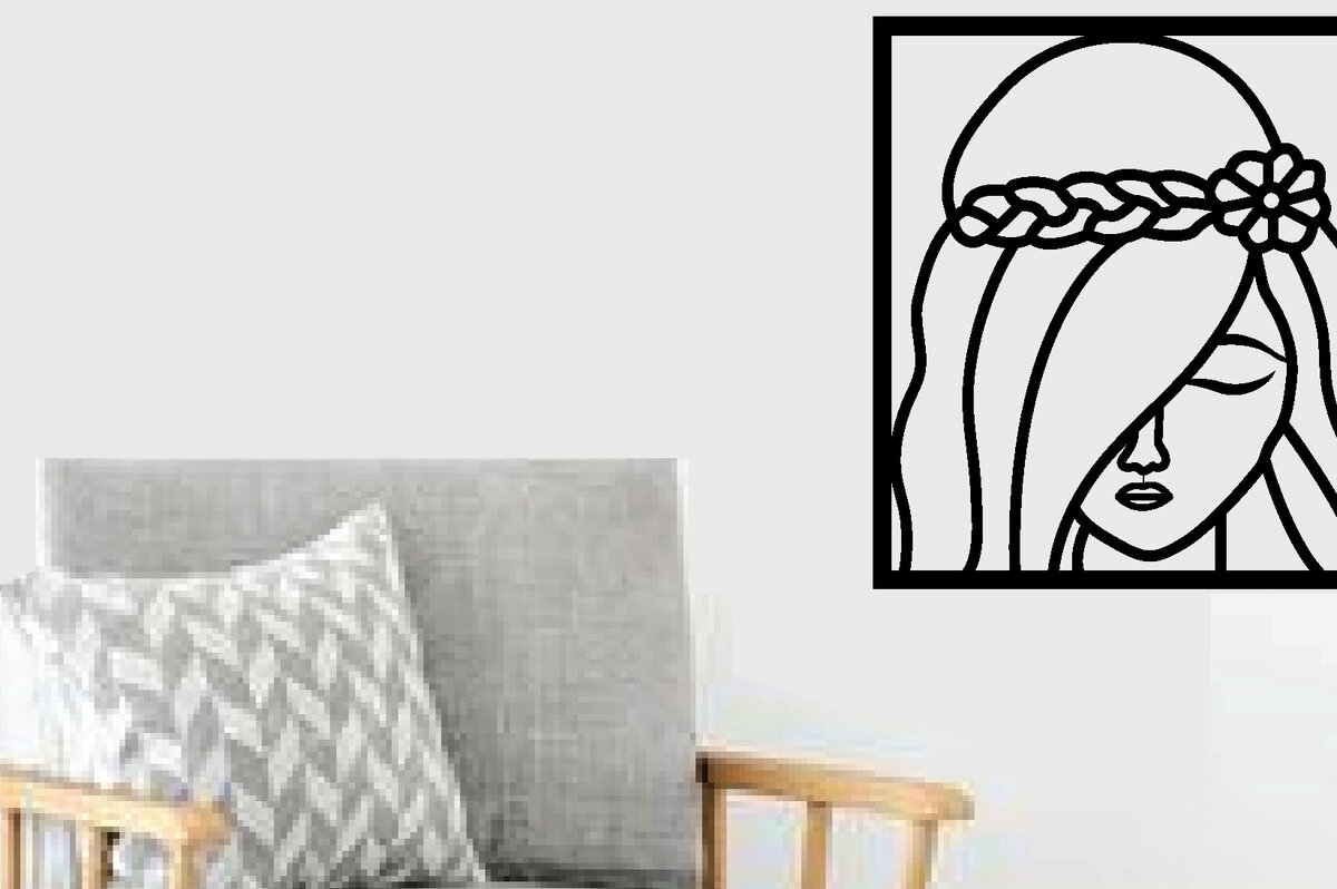 Intra απο ξύλο plywood 3mm-4mm πάχος – Γυναικείο λουλούδι κοπής μεταλλικού τοίχου με λέιζερ Δίασταση  40x30 cm INTRAFABR-89289415