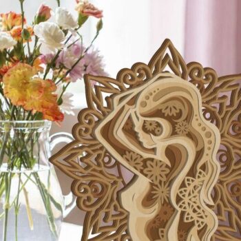 Intra απο ξύλο plywood 3mm-4mm πάχος – Διακοσμημένο πρότυπο γυναικών σιλουέτας Δίασταση  20x20 cm INTRAFABR-103130297 - Image 2