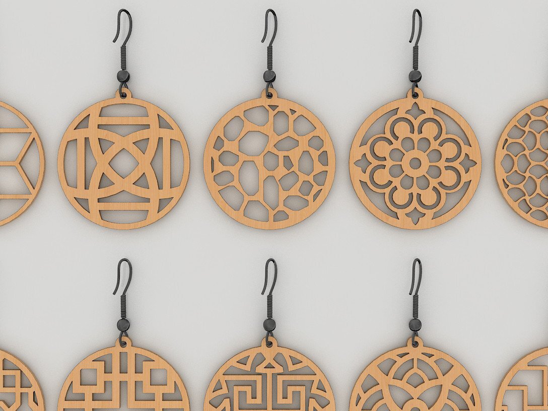 Intra απο ξύλο plywood 3mm-4mm πάχος – Ξύλινο ακρυλικό σκουλαρίκι Αρχεία κοπής με λέιζερ Δίασταση  5x5 cm INTRAFABR-40251799