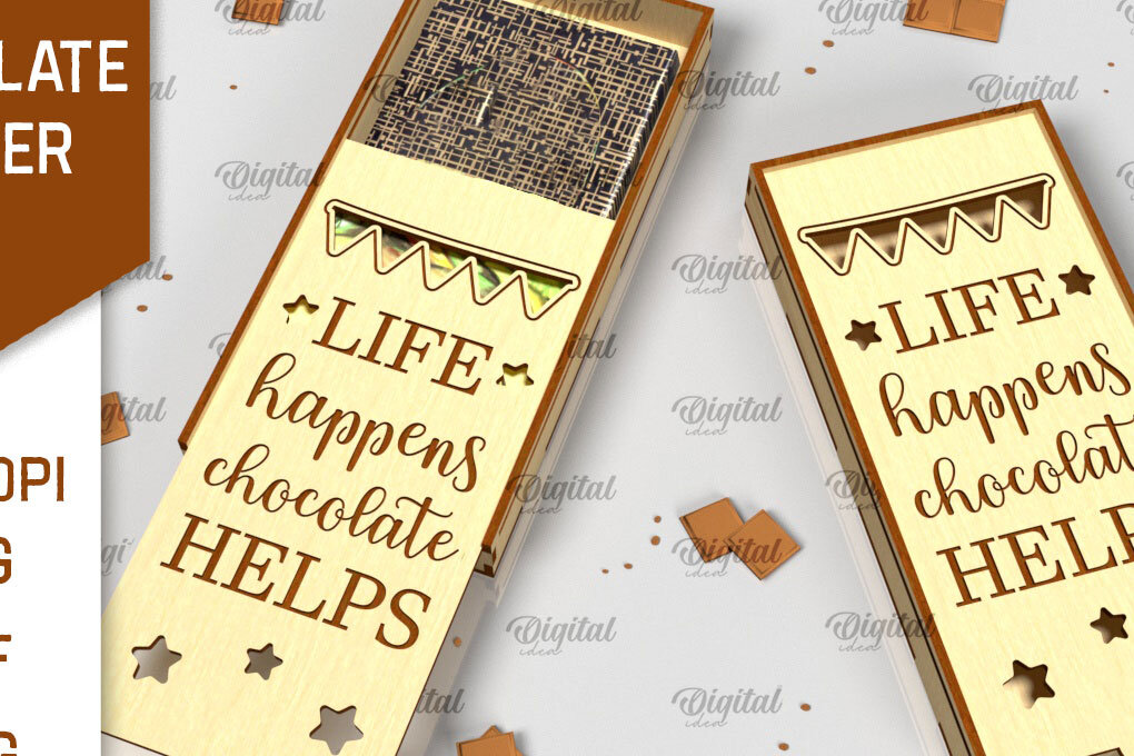 Intra απο ξύλο plywood 3mm-4mm πάχος – Ξύλινη θήκη σοκολάτας κοπής με λέιζερ Δίασταση  20x20 cm INTRAFABR-98536916