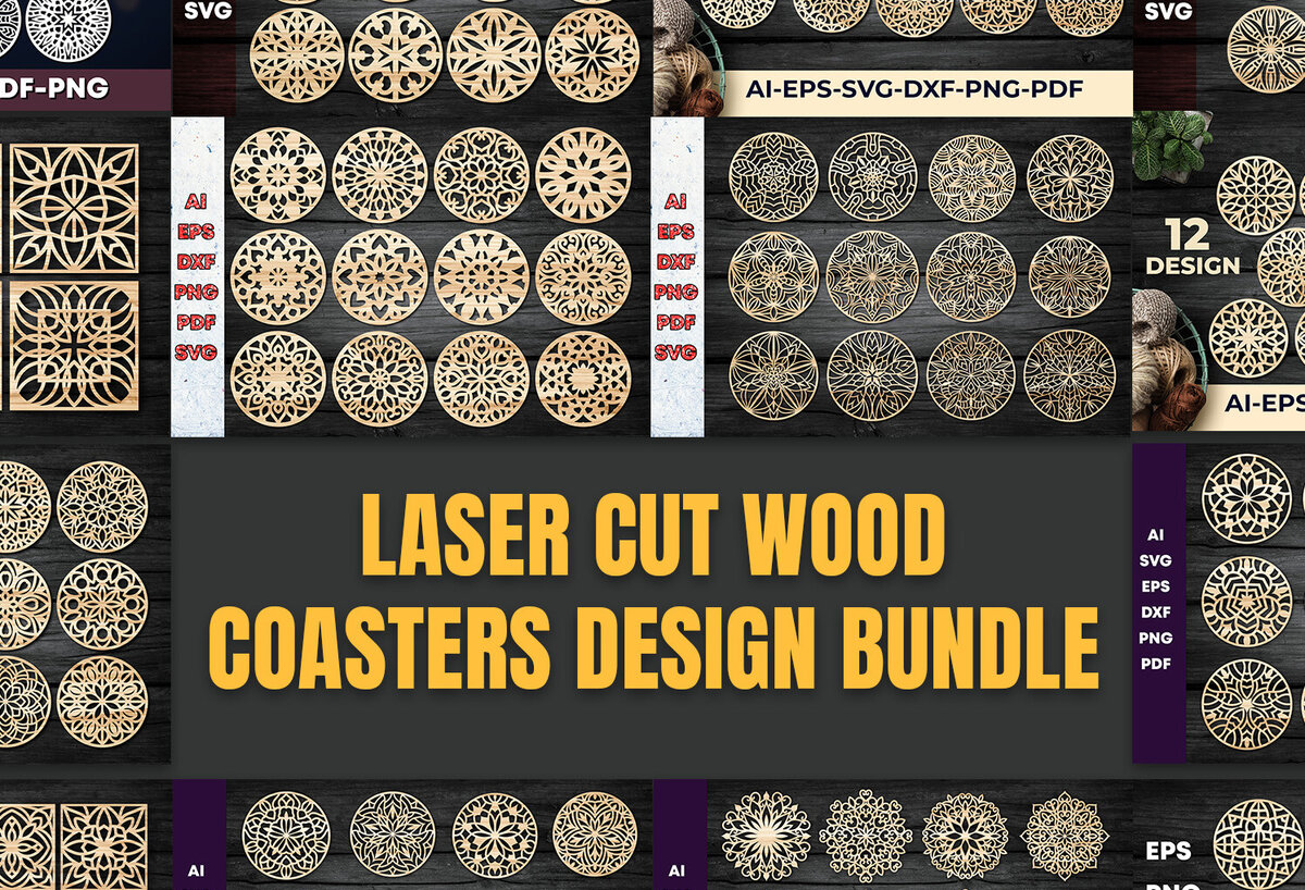 Intra απο ξύλο plywood 3mm-4mm πάχος – Σχεδιασμός σουβέρ ξύλου / Πακέτο κοπής με λέιζερ2 Δίασταση  20x20 cm INTRAFABR-90760764