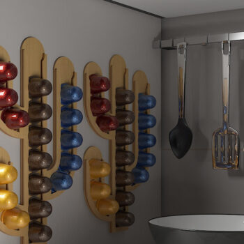 Intra απο ξύλο plywood 3mm-4mm πάχος – Ξύλινη θήκη για δοχεία καφέ Cactus Design 278 Δίασταση 40x30 cm INTRAFABR-54607829 - Image 1