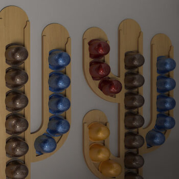 Intra απο ξύλο plywood 3mm-4mm πάχος – Ξύλινη θήκη για δοχεία καφέ Cactus Design 278 Δίασταση 40x30 cm INTRAFABR-54607829 - Image 2