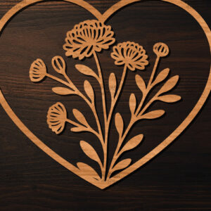 Intra απο ξύλο plywood 3mm-4mm πάχος – Ξύλο κοπής Valentine Heart Δίασταση  20x20 cm INTRAFABR-113518515