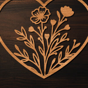 Intra απο ξύλο plywood 3mm-4mm πάχος – Ξύλο κοπής Valentine Heart Δίασταση  20x20 cm INTRAFABR-113518181