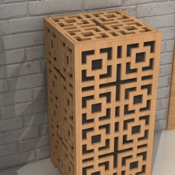 Intra απο ξύλο plywood 3mm-4mm πάχος – Φωτιστικό γραφείου ξύλου /  με λέιζερ Δίασταση  20x20 cm INTRAFABR-39077056 - Image 2