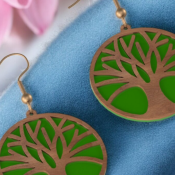 Intra απο ξύλο plywood 3mm-4mm πάχος – Ξύλινο σκουλαρίκι 185 Δίασταση  5x5 cm INTRAFABR-118355430 - Image 1