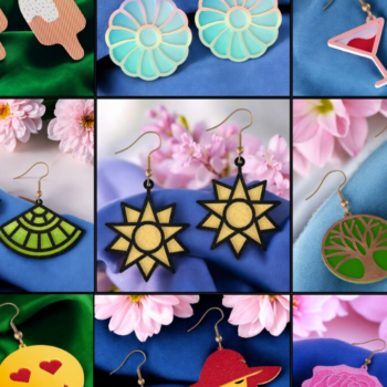 Intra απο ξύλο plywood 3mm-4mm πάχος – Ξύλινο σκουλαρίκι 185 Δίασταση  5x5 cm INTRAFABR-118355430 - Image 2