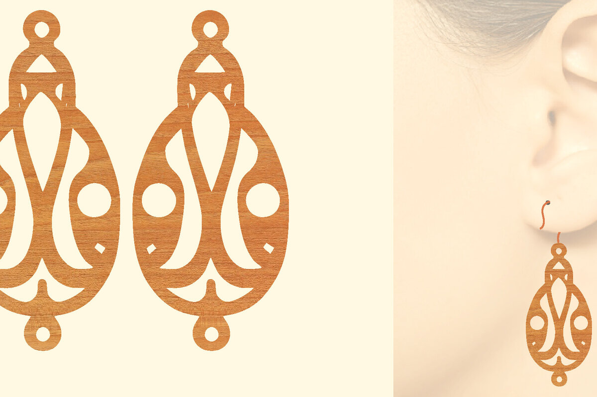 Intra απο ξύλο plywood 3mm-4mm πάχος – Ξύλινα σκουλαρίκια Δίασταση  5x5 cm INTRAFABR-96584505