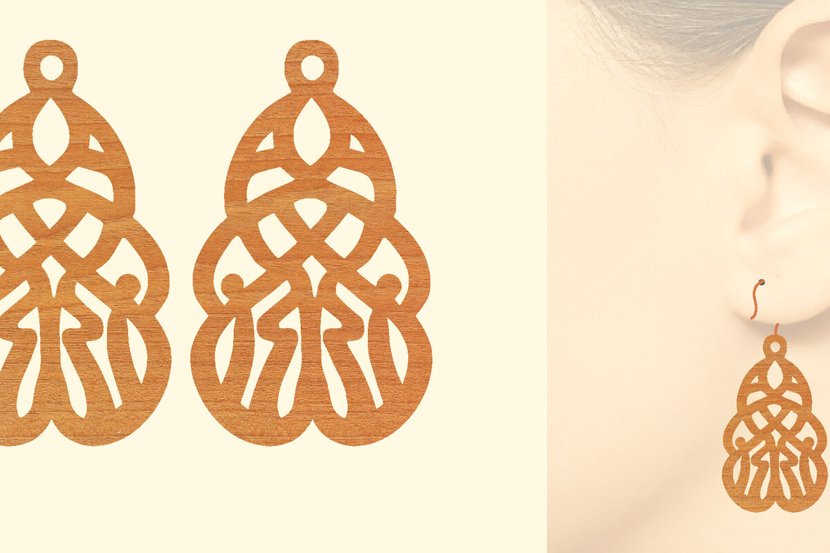 Intra απο ξύλο plywood 3mm-4mm πάχος – Ξύλινα σκουλαρίκια Δίασταση  5x5 cm INTRAFABR-96584605