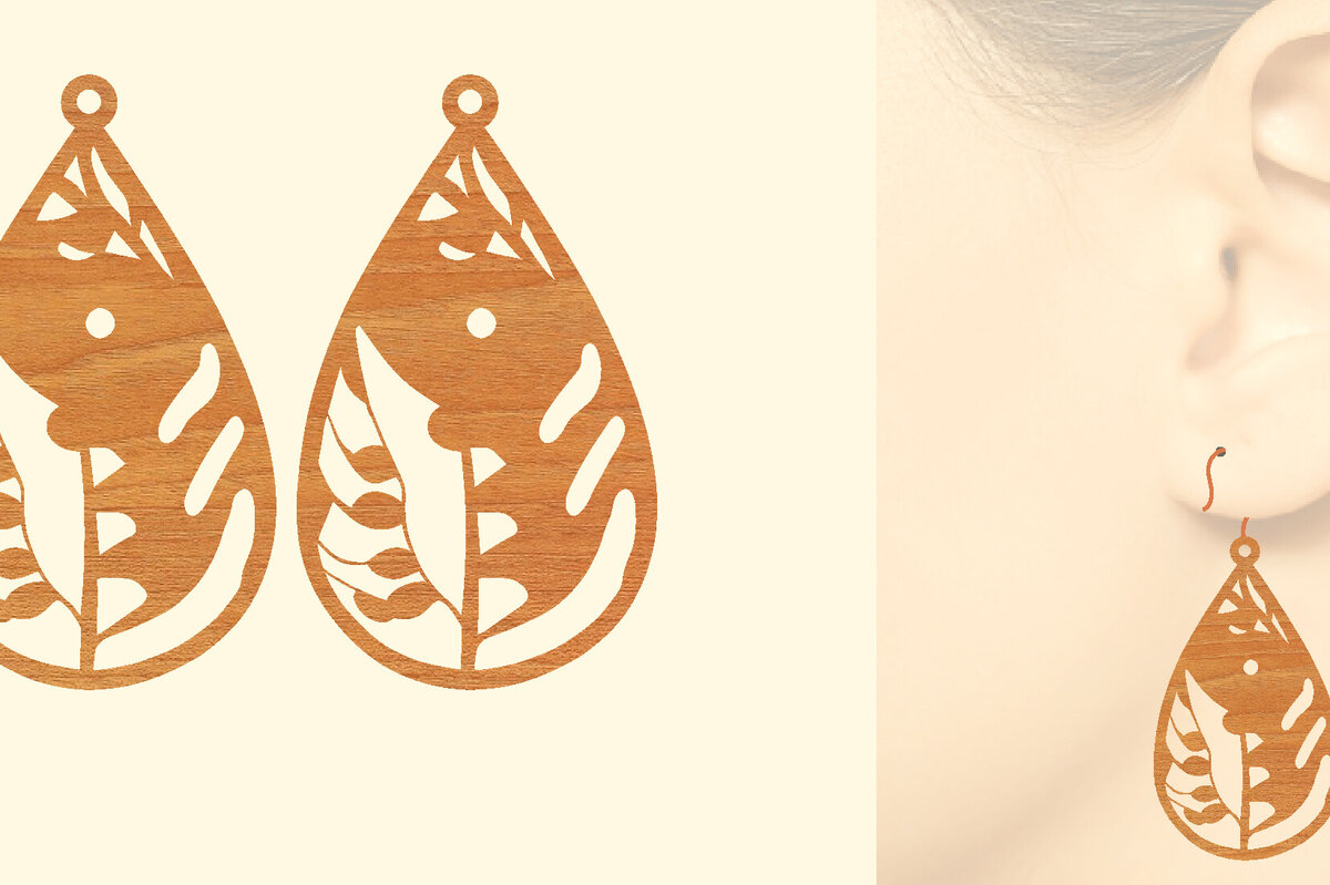 Intra απο ξύλο plywood 3mm-4mm πάχος – Ξύλινα σκουλαρίκια Δίασταση  5x5 cm INTRAFABR-96584879