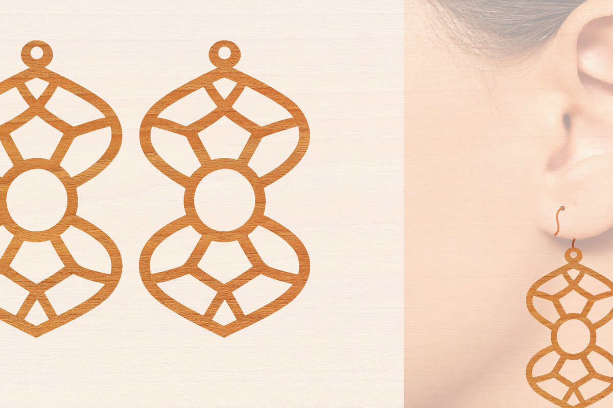 Intra απο ξύλο plywood 3mm-4mm πάχος – Ξύλινα σκουλαρίκια Δίασταση  5x5 cm INTRAFABR-104443233